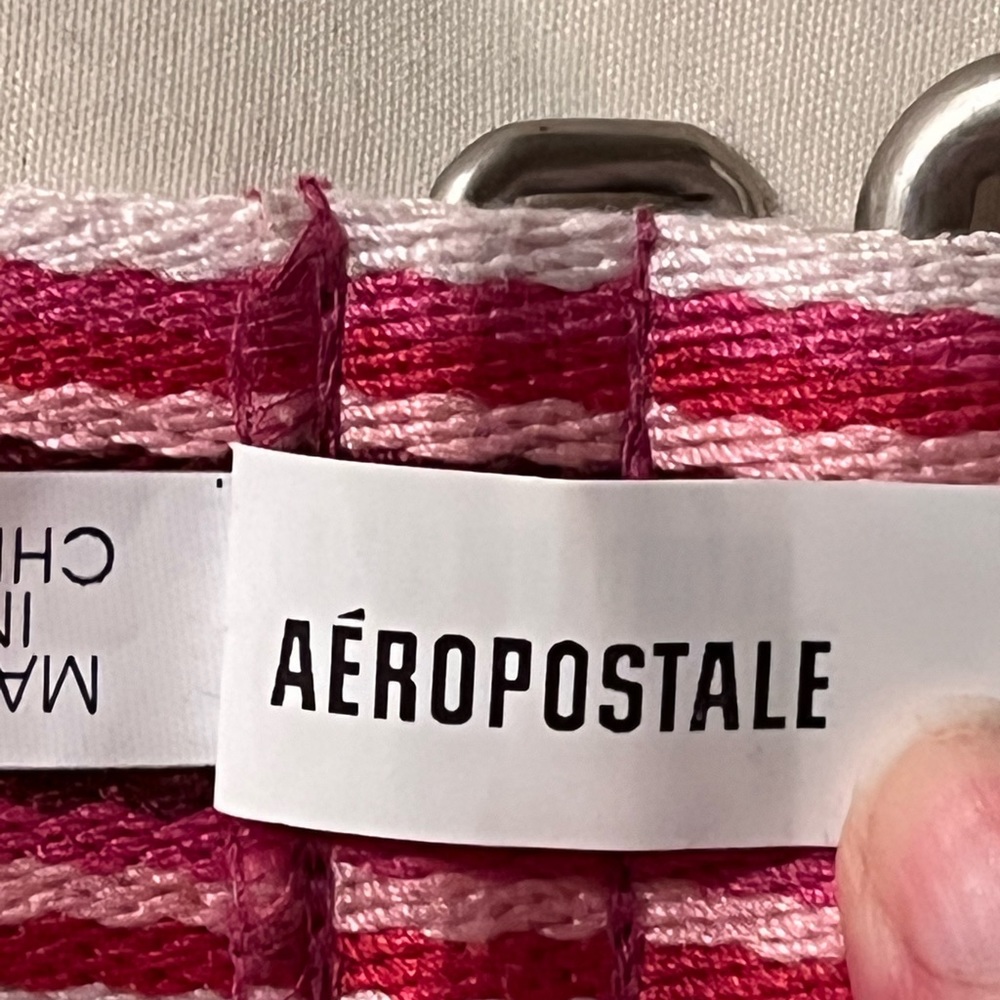 AEROPOSTALE Multi color striped silver tone Belt Style 3902 Womens 36” x 1.5” - Picture 6 of 7